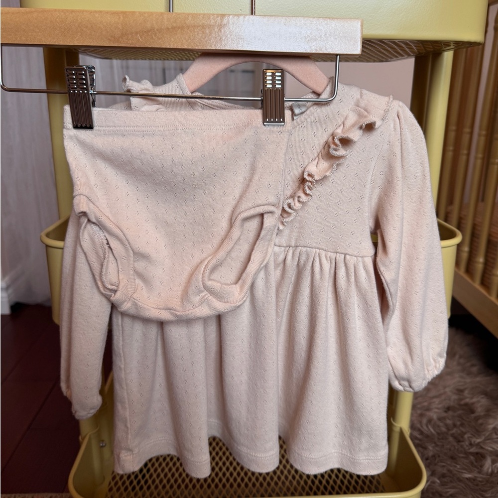 Quincy Mae blush pointelle dress and bloomer